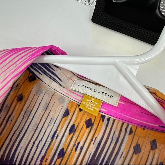 LEIFSDOTTIR ANTHROPOLOGIE Women's Sani Neon Silk Blouse US 0 - Picture 2 of 5